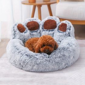 Dog Bed Cat Pet Sofa Cute Bear Paw Shape Comfortable Cozy Pet Sleeping Beds For Small, Medium, And Large Dogs And Cats (Color: Grey, size: XL-35.43*35.43*17.72 Inch)